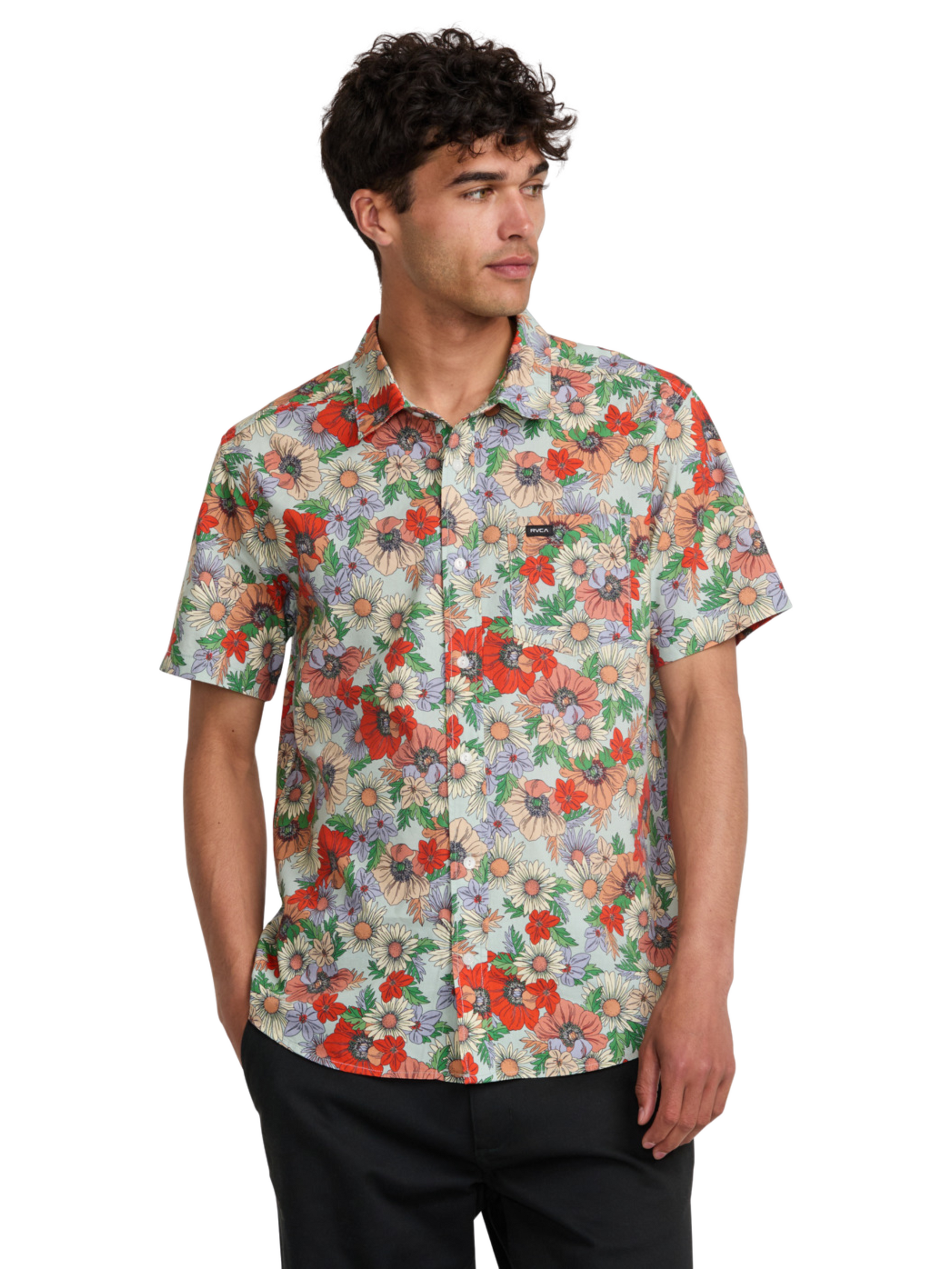 RVCA Botanical Hemd Gr ner Tee