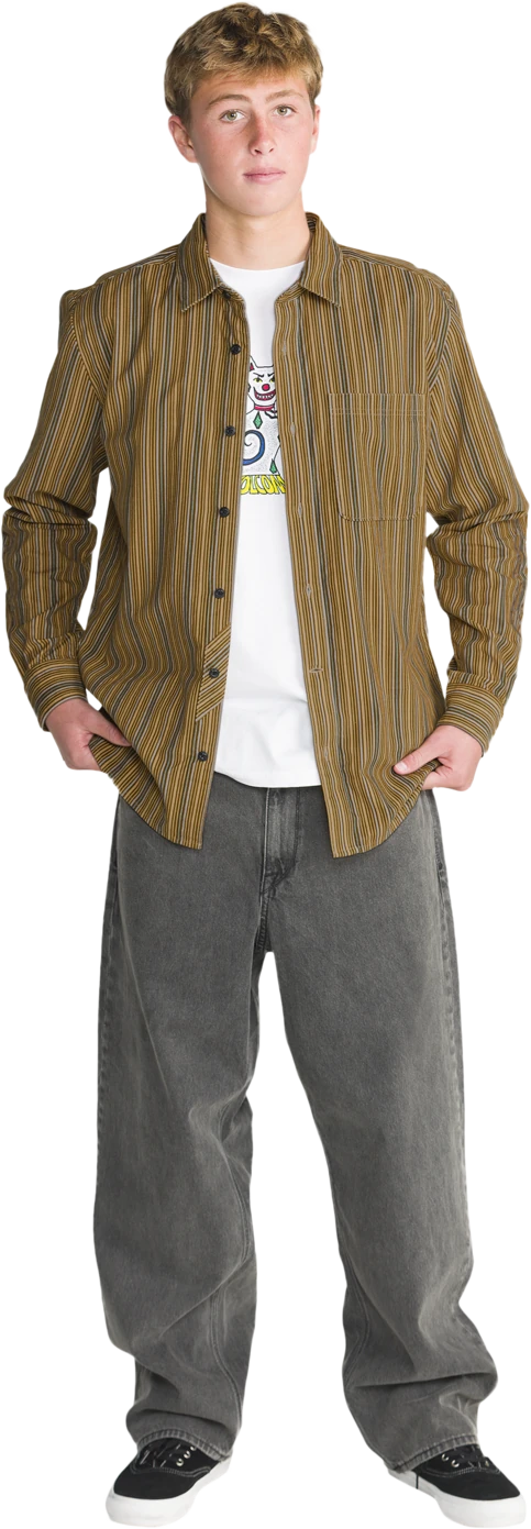 Volcom FA CASEY JONES LS camisas hombre detail 3 | Dull Gold
