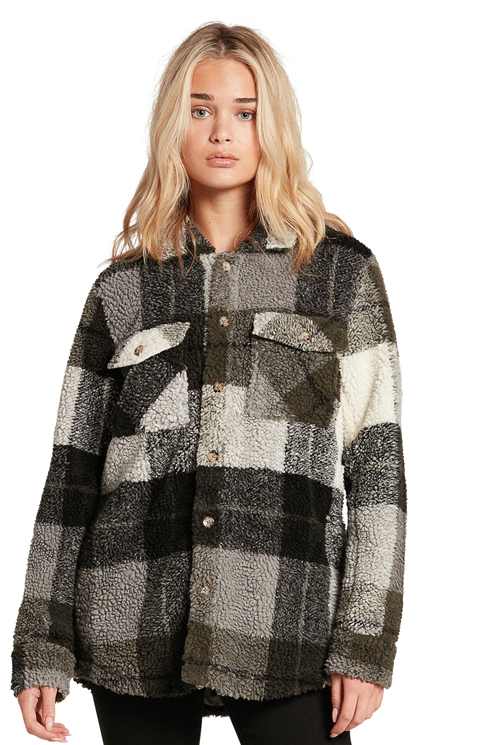 Volcom SILENT SHERPA JACKET chaquetas y abrigos mujer | Army Green Combo