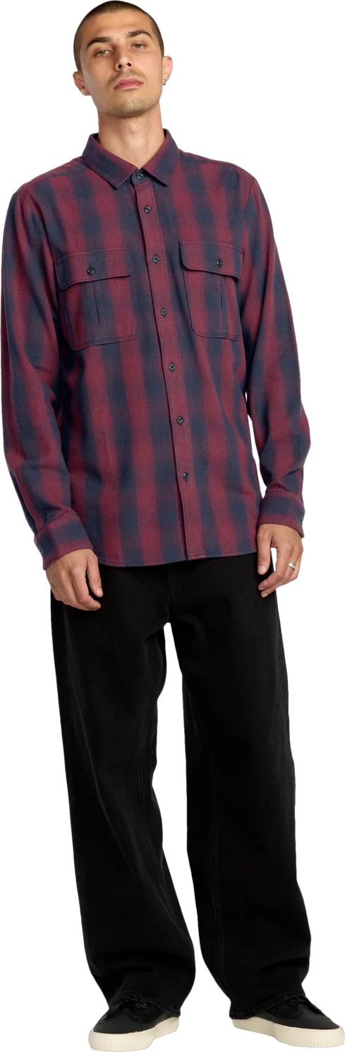 Volcom Shadowstone Flannel Shirt camisa manga larga hombre detail 4 | Navy