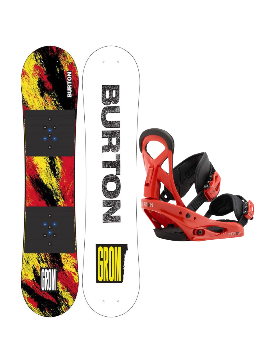 Pack snowboard niño: Tabla Burton Grom 120 + Fijacion Burton Mission Small (34-38)