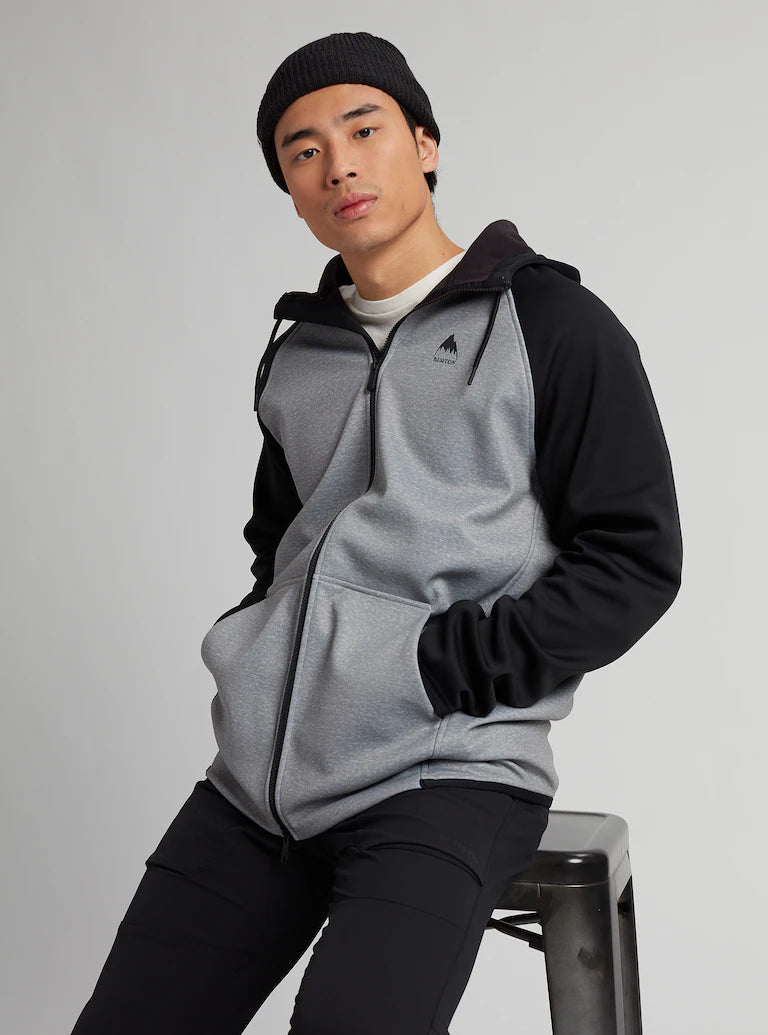 Felpa in pile Burton Crown resistente alle intemperie con cerniera intera Grigio Heather True Black