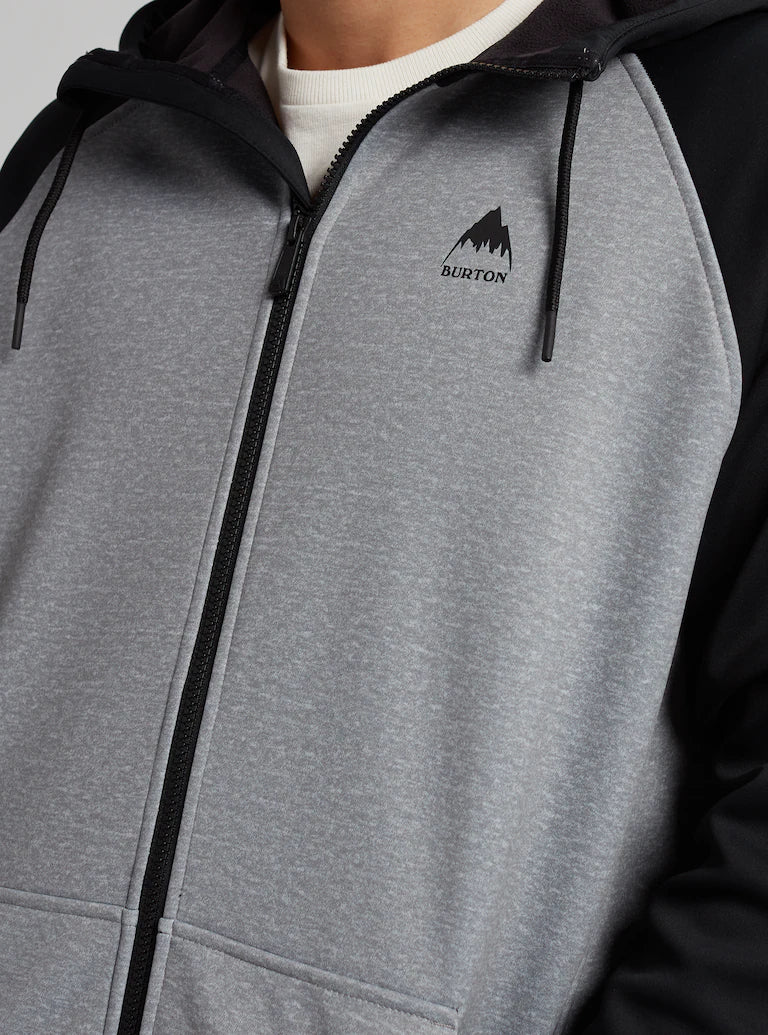 Felpa in pile Burton Crown resistente alle intemperie con cerniera intera Grigio Heather True Black