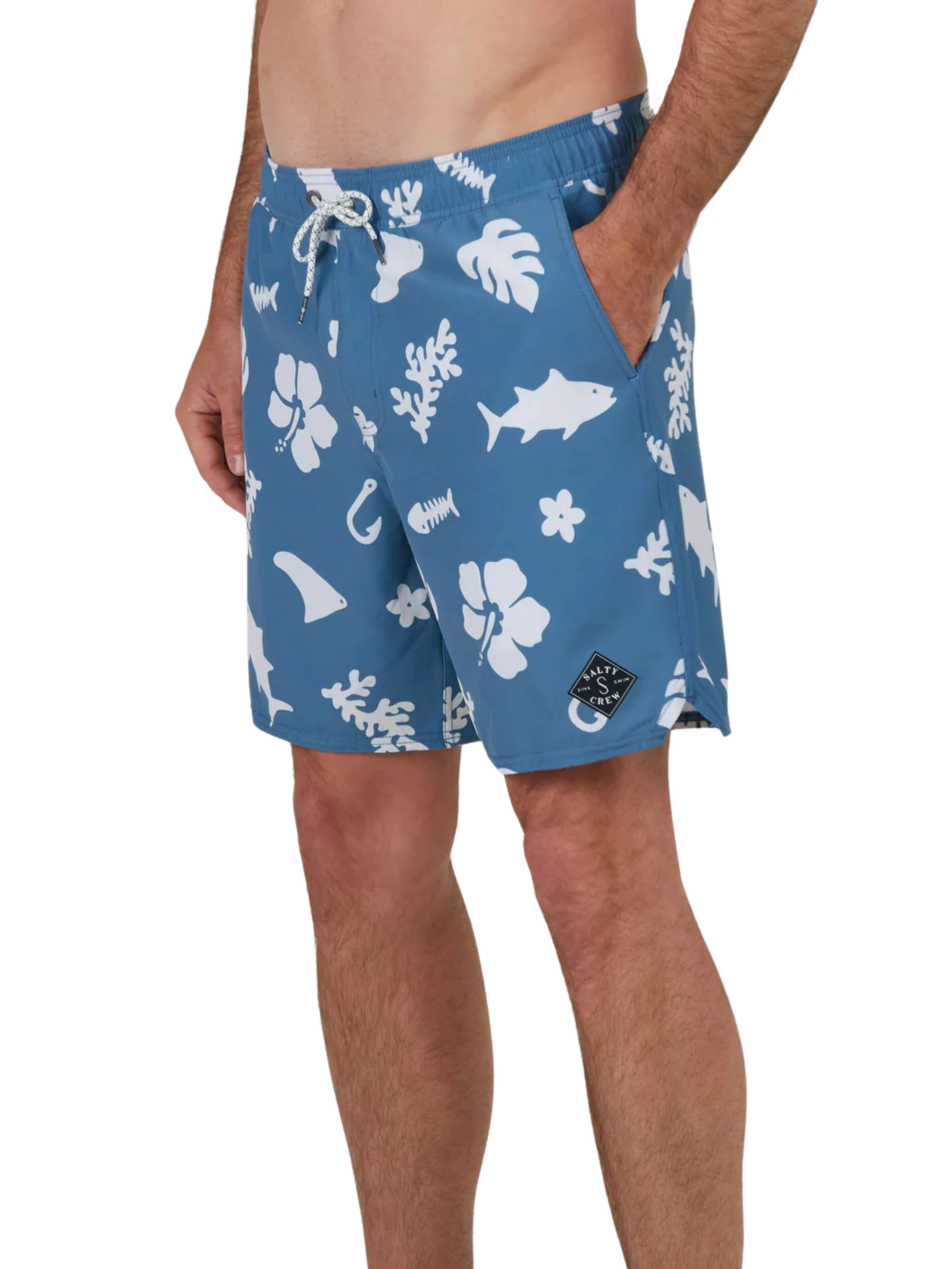 Salty Crew Lowtide Elastic Badehose Schiefer/Wei 
