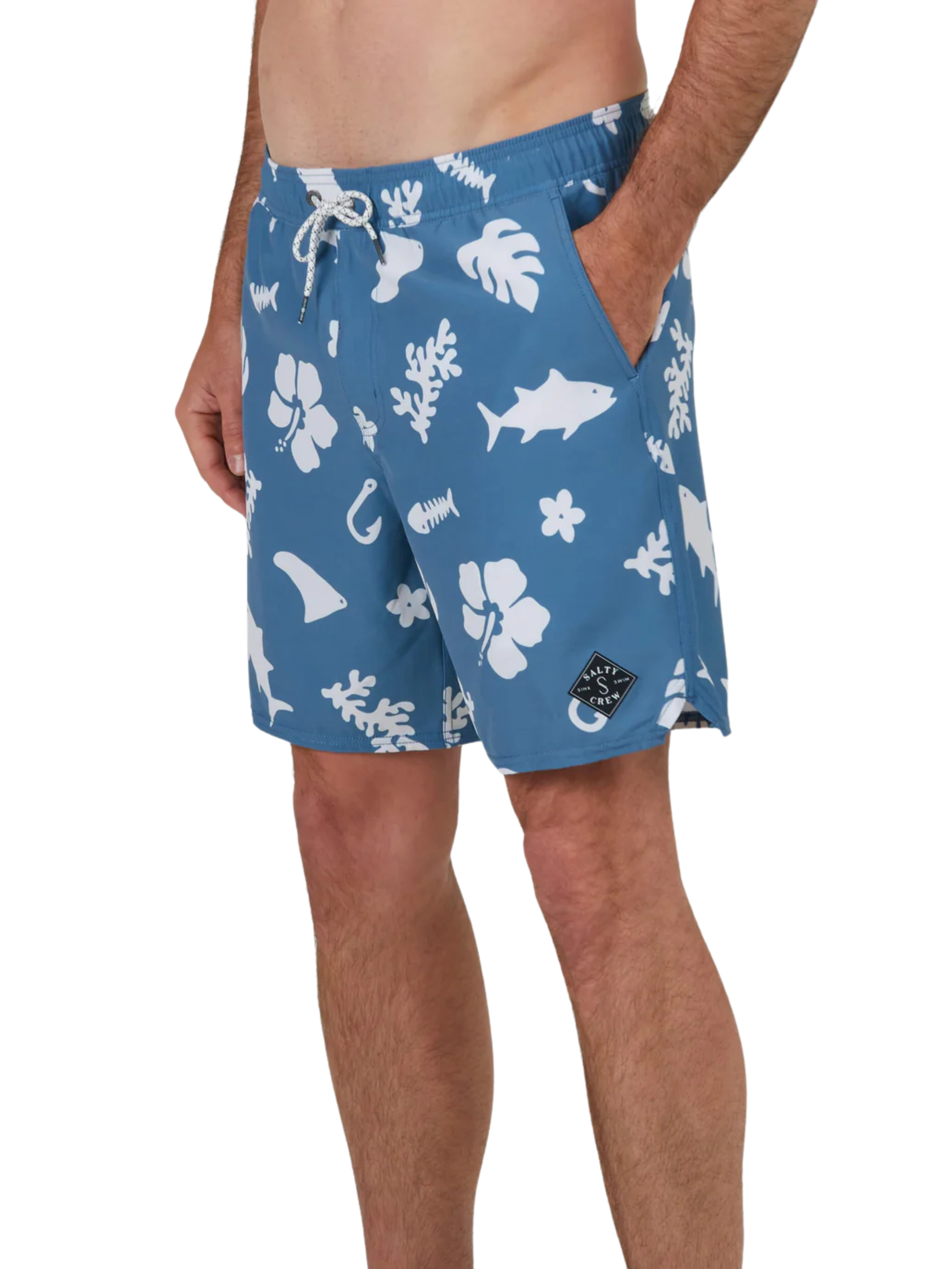Salty Crew Lowtide Elastic Badehose Schiefer/Wei 