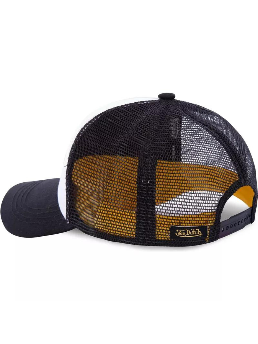 Von Dutch Flying Eye Patch Trucker Cap – Weiß/Schwarz/Gelb