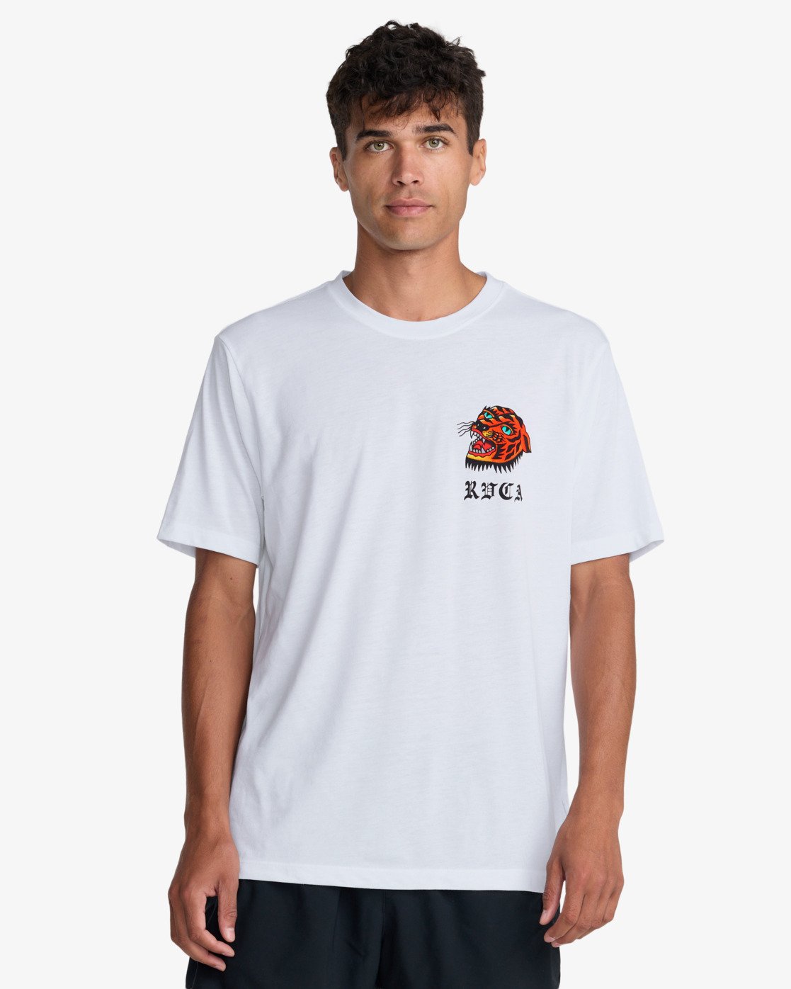 Rvca RVCA Kaleb Tiger Camiseta Blanco Hombre camiseta manga corta hombre | Blanco
