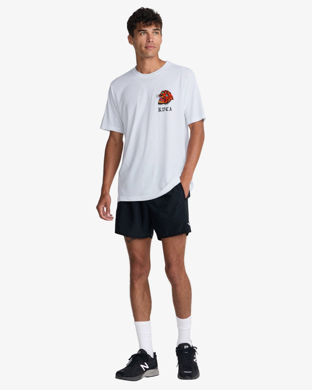 Rvca RVCA Kaleb Tiger Camiseta Blanco Hombre camiseta manga corta hombre detail 4 | Blanco