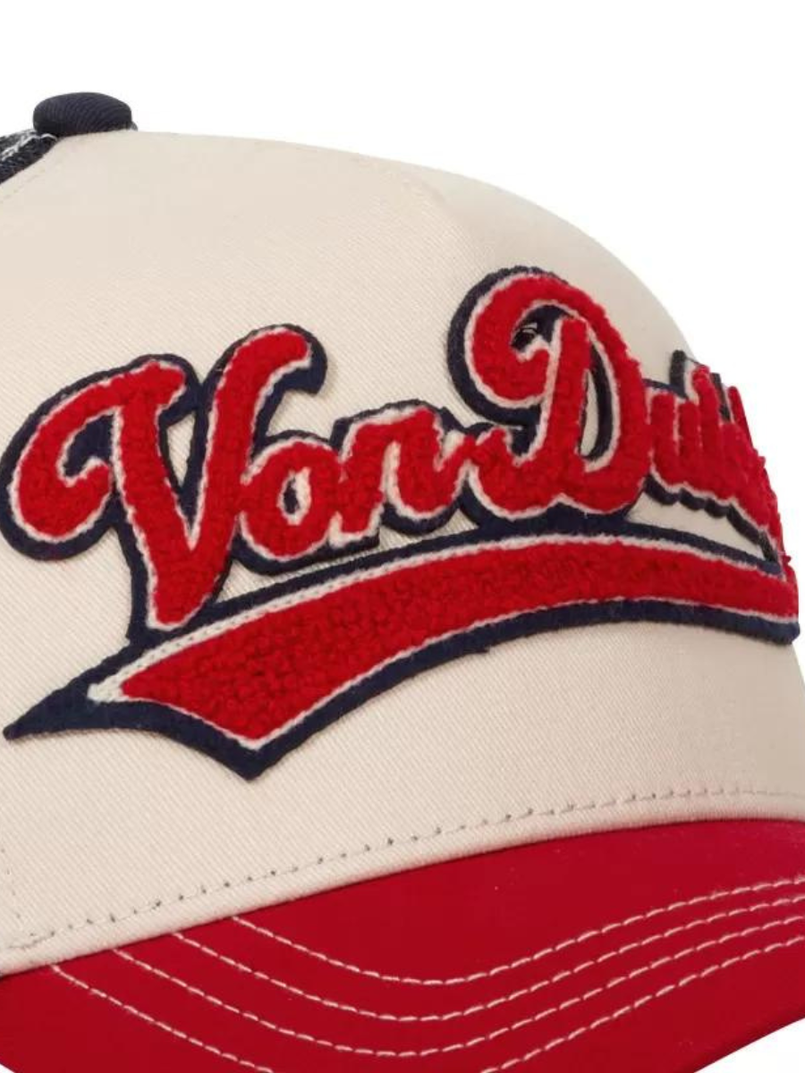 Von Dutch Bas Trucker Cap - Beige, Navy Blue and Red