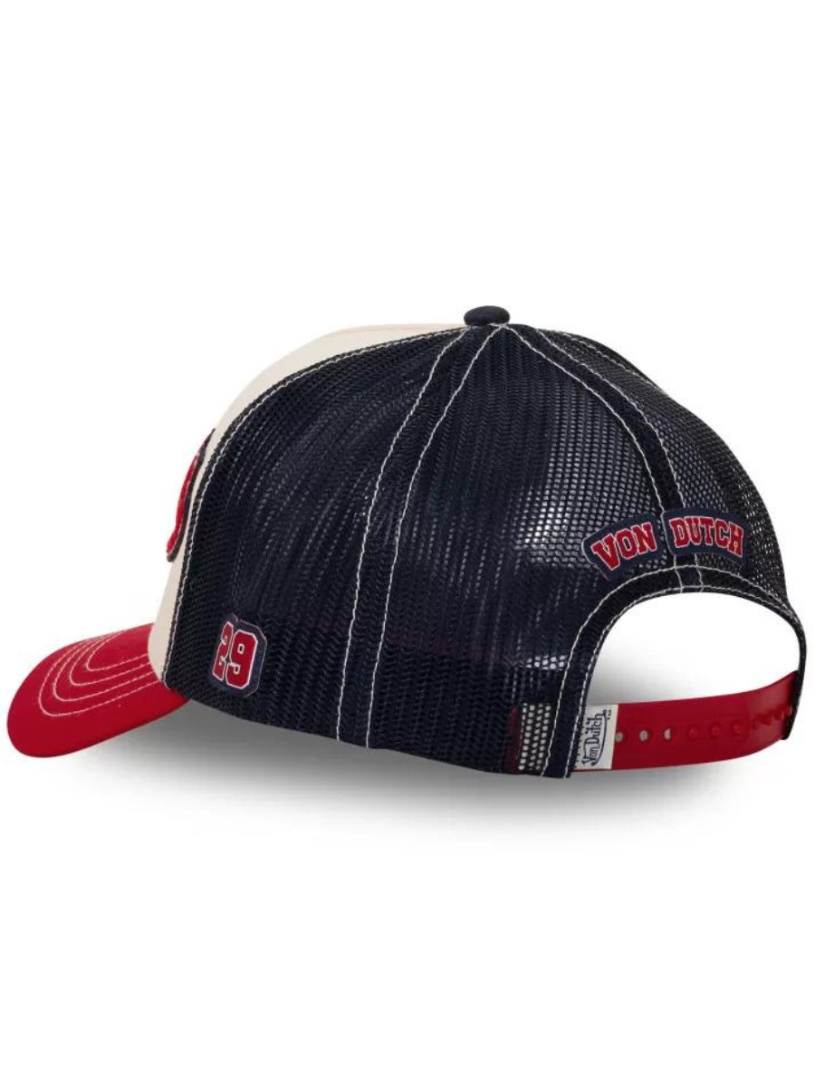 Von Dutch Bas Trucker Cap Beige, Navy Blue and Red