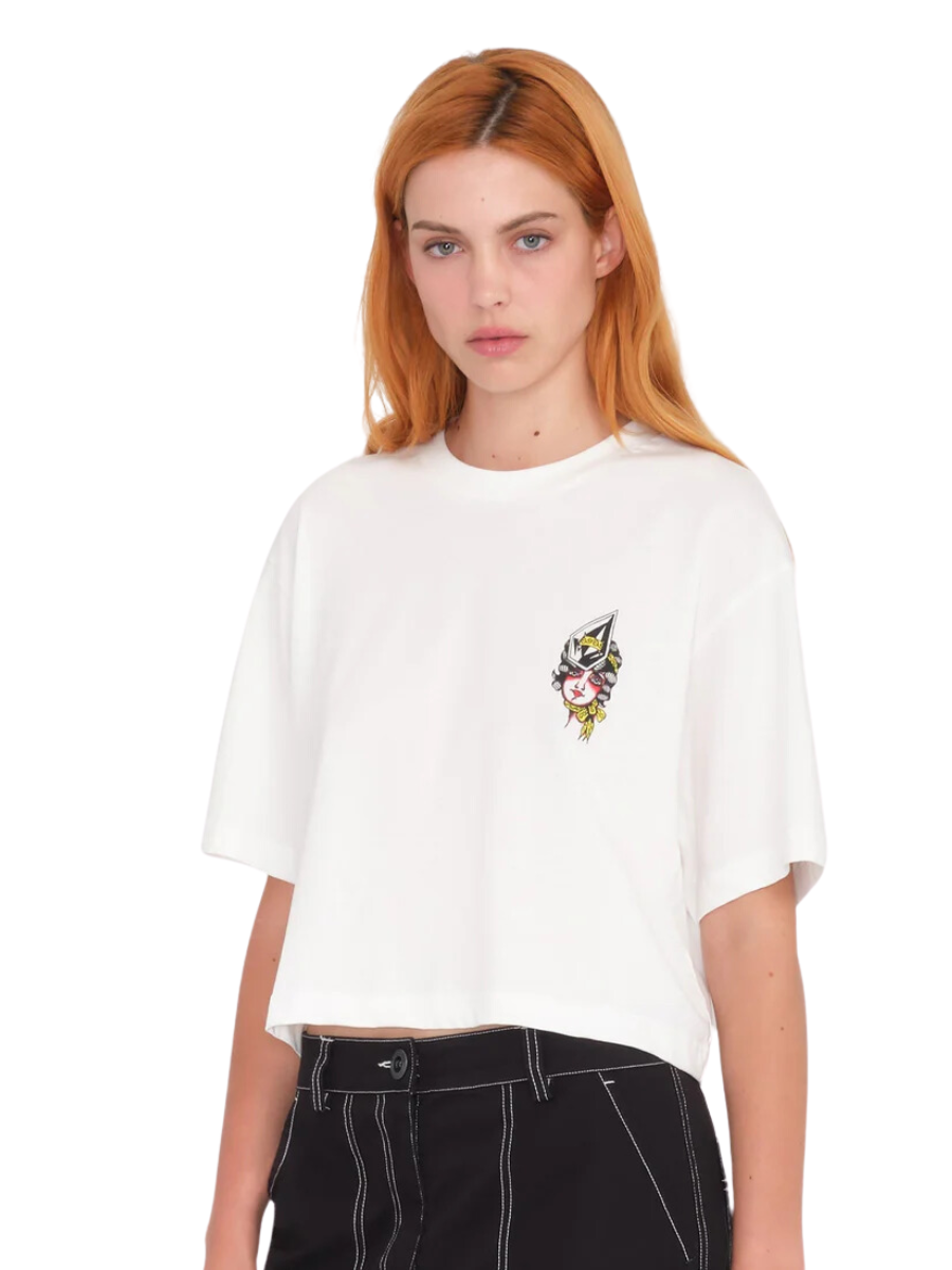 T-shirt da ragazza Volcom Drumstone - Stella bianca