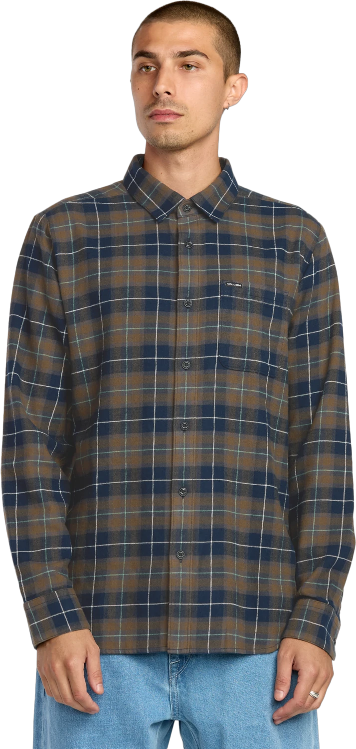 Volcom Caden Plaid Shirt camisa manga larga hombre | Navy