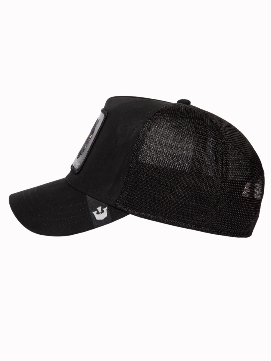 Cappellino trucker The Panther in pelle scamosciata di Goorin Bros - Nero