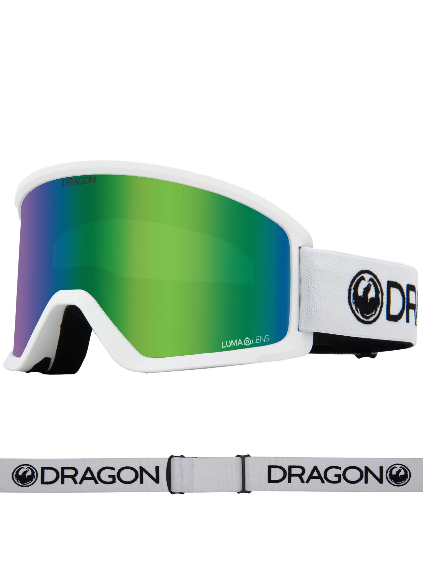 Gafas de ventisca Dragon DX3 OTG - White Lumalens Green Ionized Lens