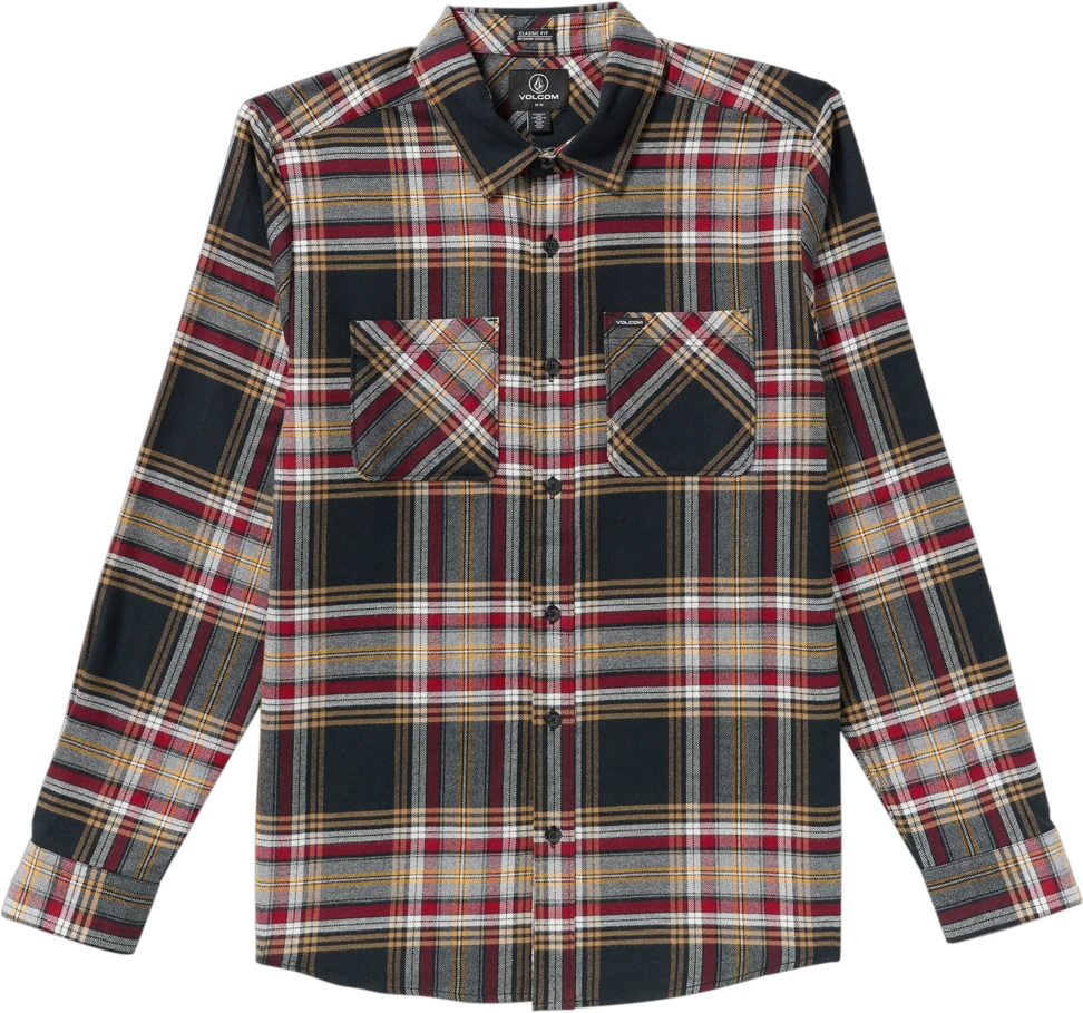 Volcom Netastone Flannel Shirt camisa manga larga hombre detail 5 | Antique Black