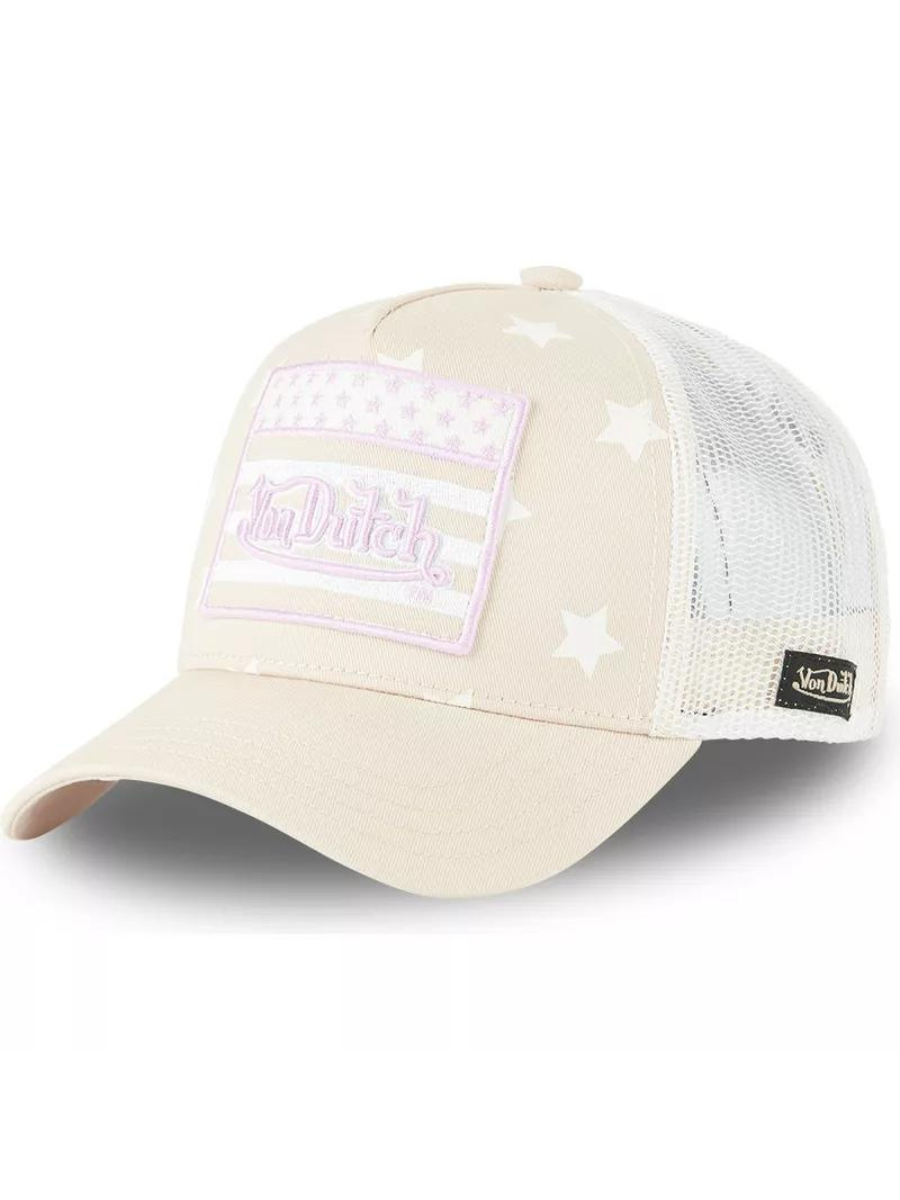 Von Dutch Flag Star Trucker Cap - Rose