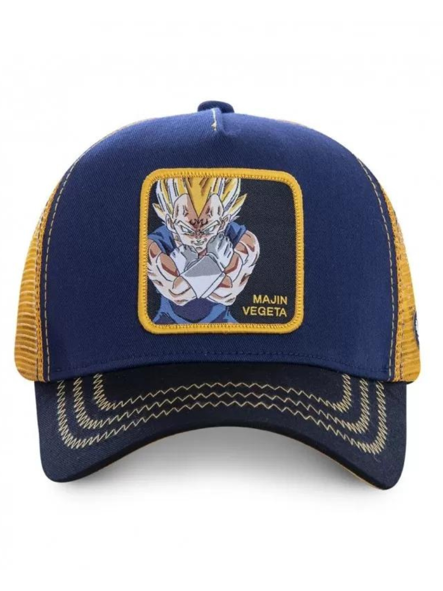 Gorra Trucker Capslab x Dragon Ball Z (Majin Vegeta) - Amarillo/Azul/Negro | Gorras | surfdevils.com