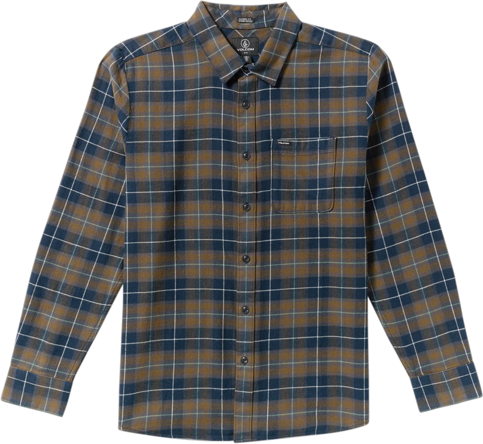 Volcom Caden Plaid Shirt camisa manga larga hombre detail 5 | Navy