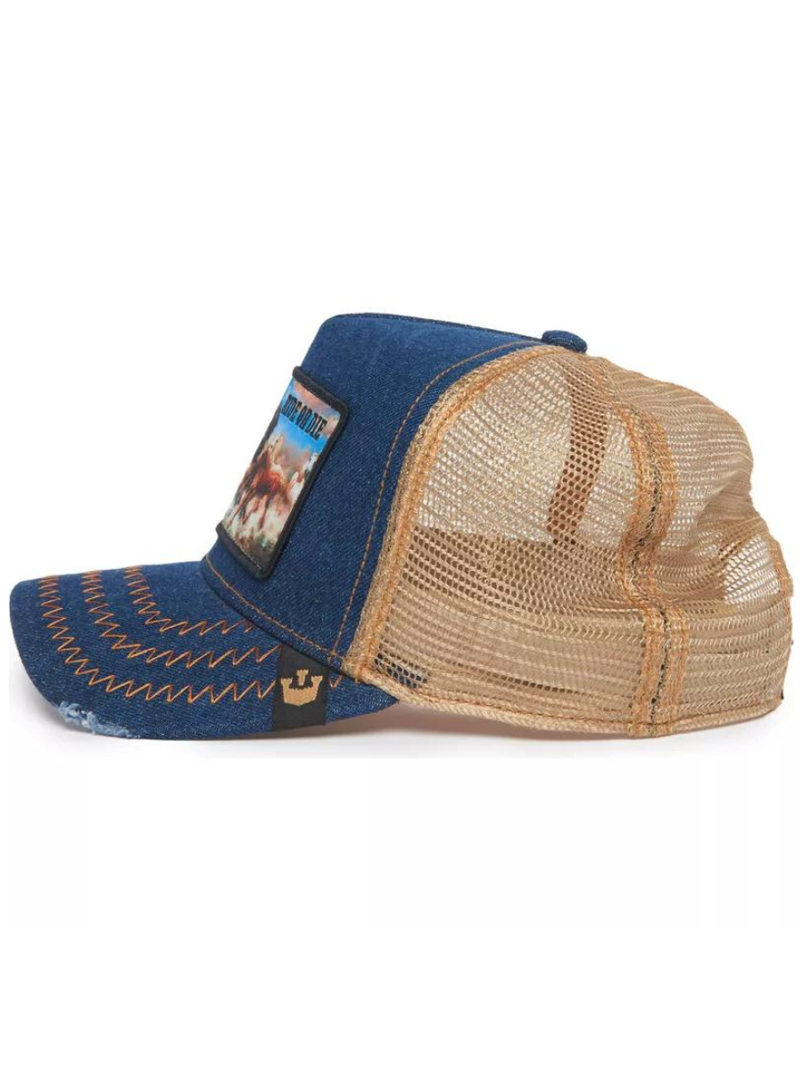 Cappellino Goorin Bros Ride or Die (Cavallo) - Blu denim / Beige