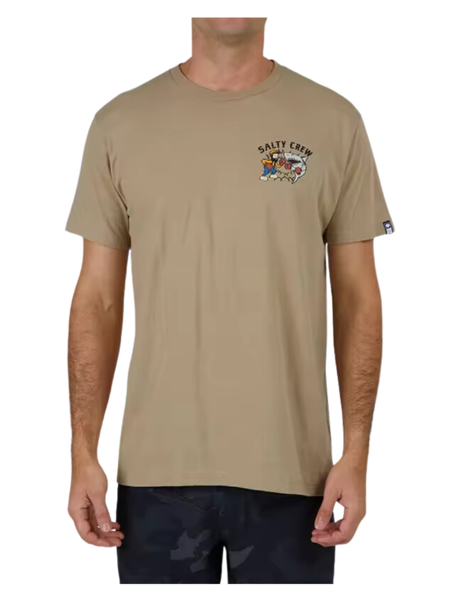 Salty Crew Fish Fight T-Shirt - Khaki Heather | Collection_Zalando | Men's short sleeve t-shirts | Men's T-shirts | surfdevils.com