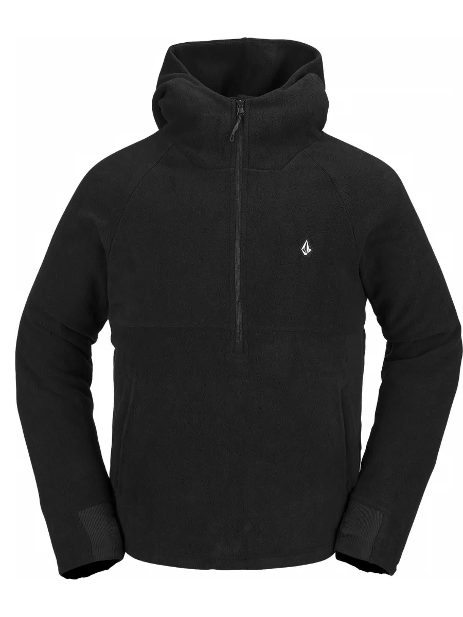 Volcom Polar Fleece Hooded 1/2 Zip Technical Sweatshirt - Black