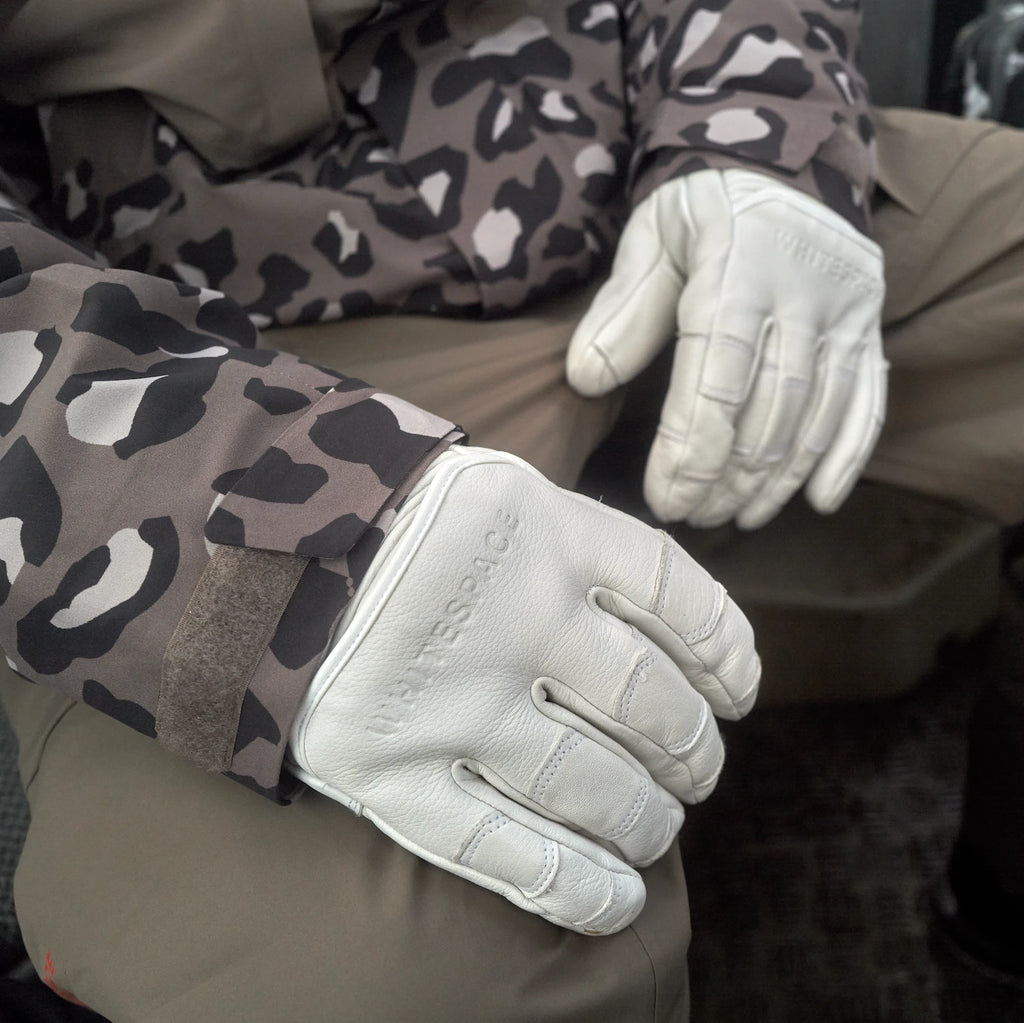 Whitespace LEATHER RIDING GLOVES guantes nieve detail 2 | Bone