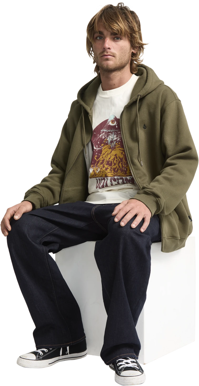 Volcom Single Stone sudadera con capucha hombre detail 3 | Sage Leaf