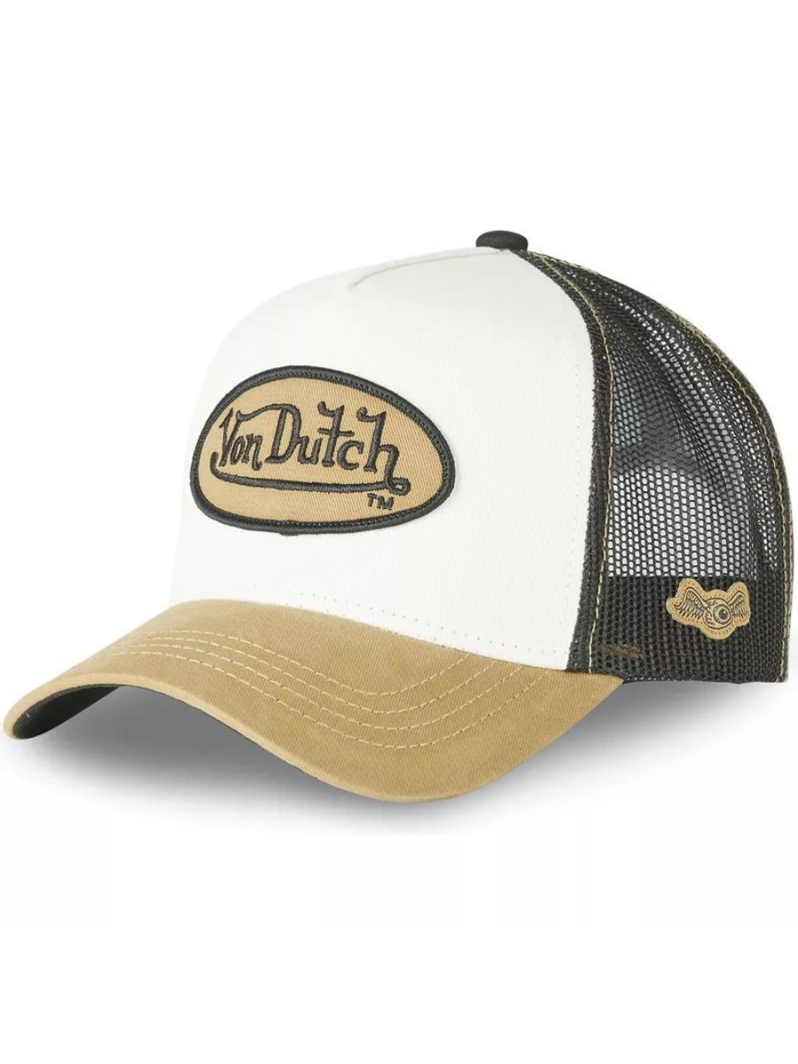 Cappellino da camionista Von Dutch Oval Patch - Nero/Bianco/Beige