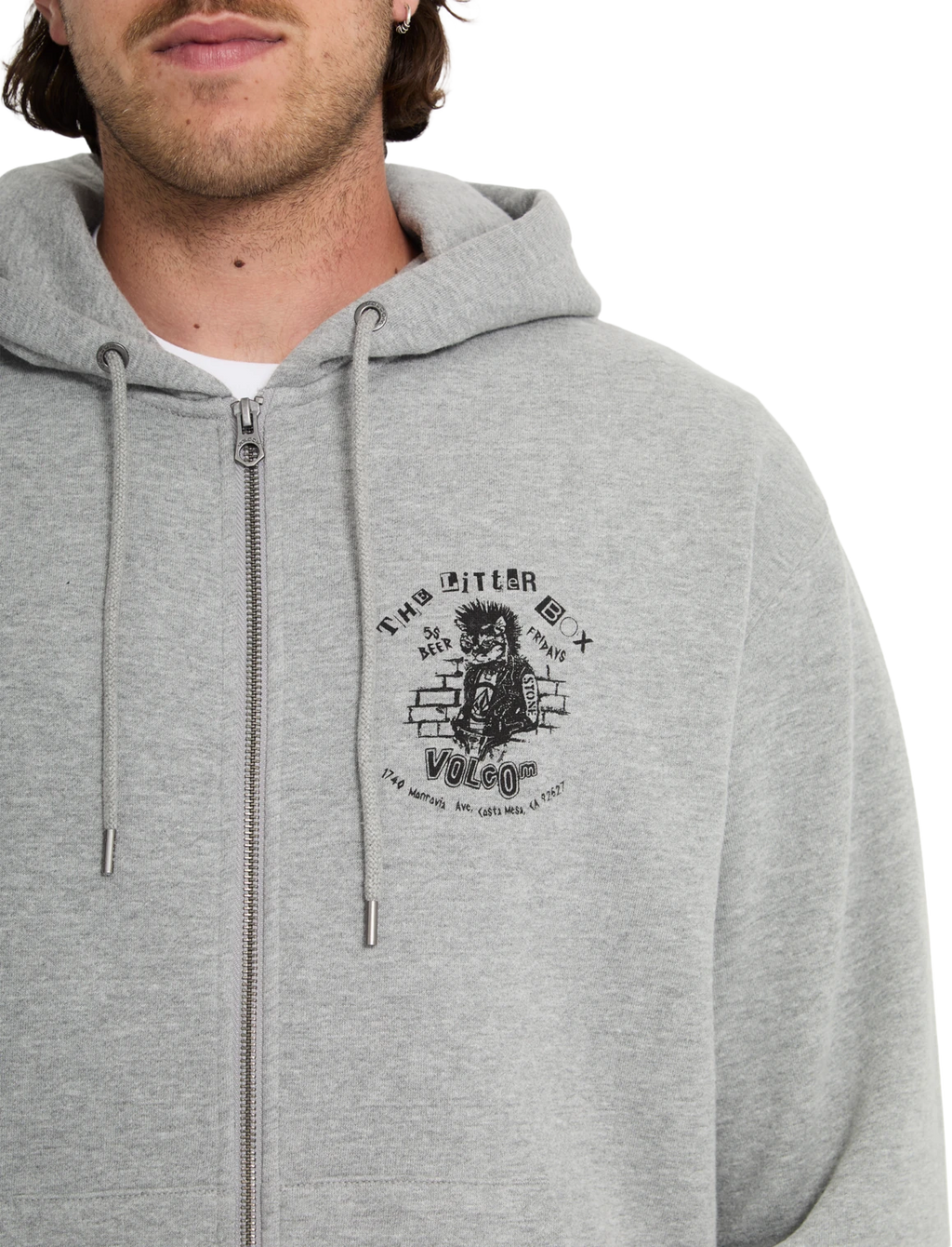 Volcom CATASTROPHY ZIP sudadera con capucha hombre detail 3 | Heather Grey