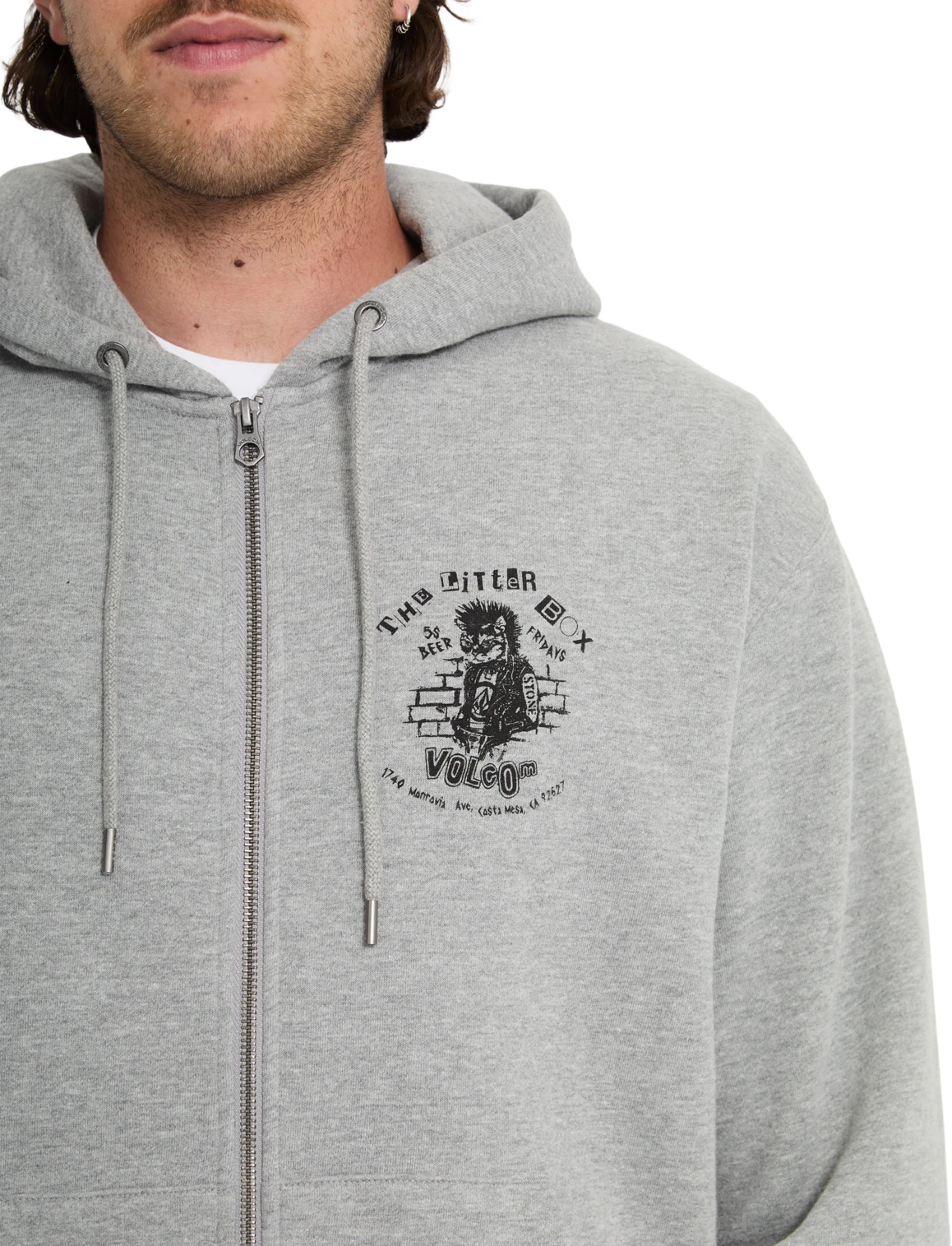 Volcom CATASTROPHY ZIP sudadera con capucha hombre detail 3 | Heather Grey