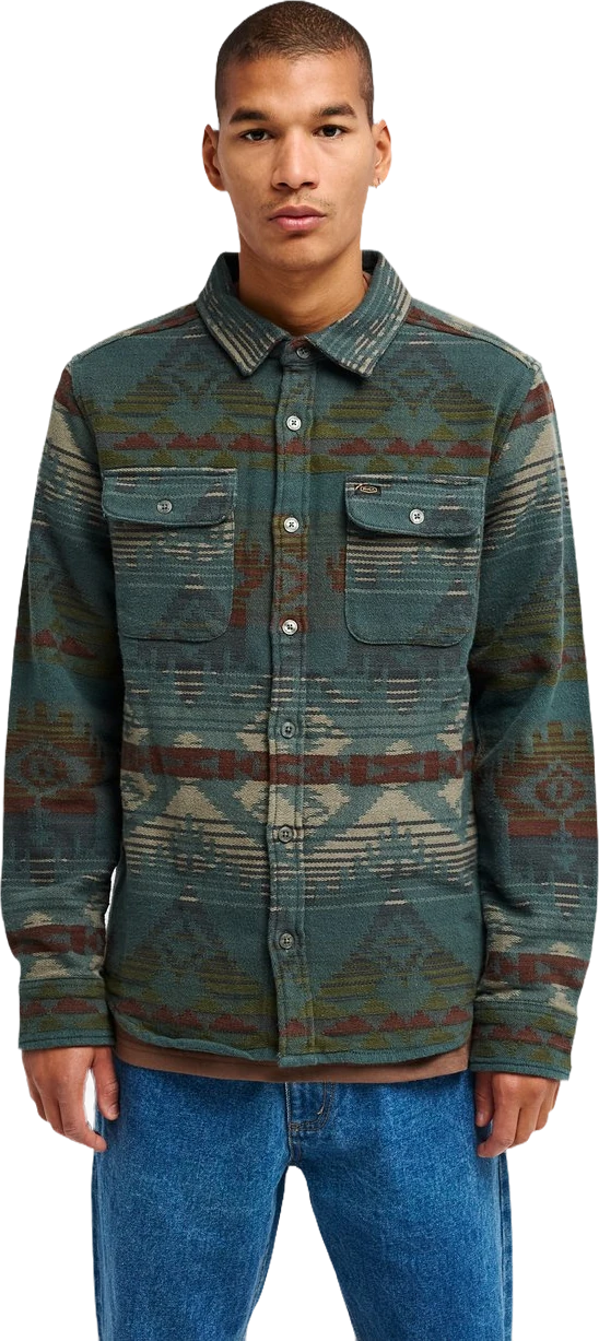 Rvca Dayshift Blanket Flannel Camisa de manga larga Verde Hombre camisas hombre | Verde