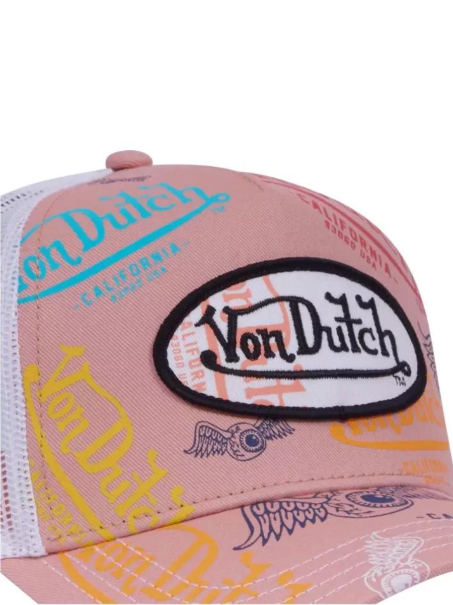 Von Dutch Oval Patch Le Pou Trucker Cap – Rosa und Weiß