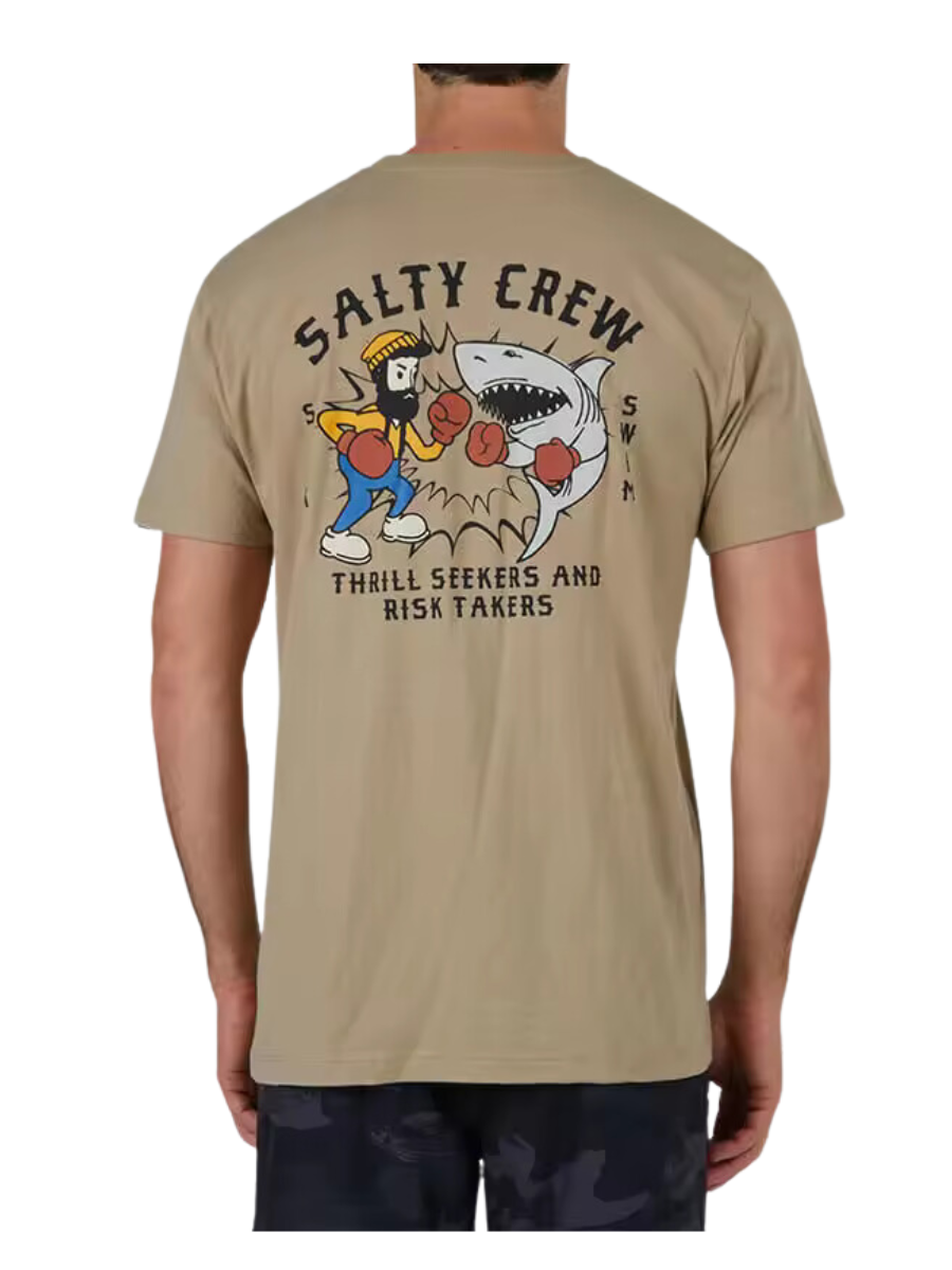 Salty Crew Fish Fight T-Shirt - Khaki Heather | Collection_Zalando | Men's short sleeve t-shirts | Men's T-shirts | surfdevils.com