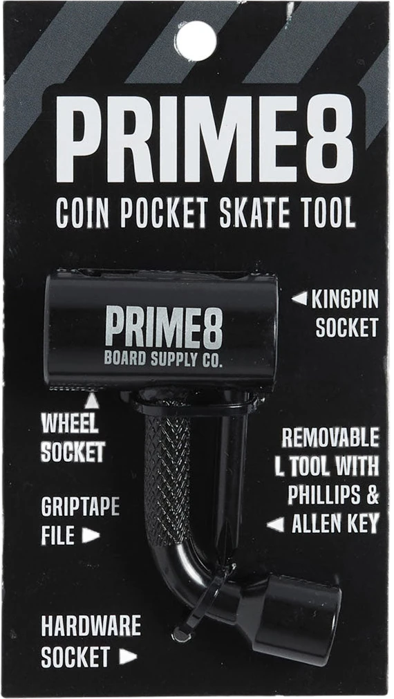 PRIME8 PRIME8 Coin Pocket Skate Tool Black lijas de skateboard | Black