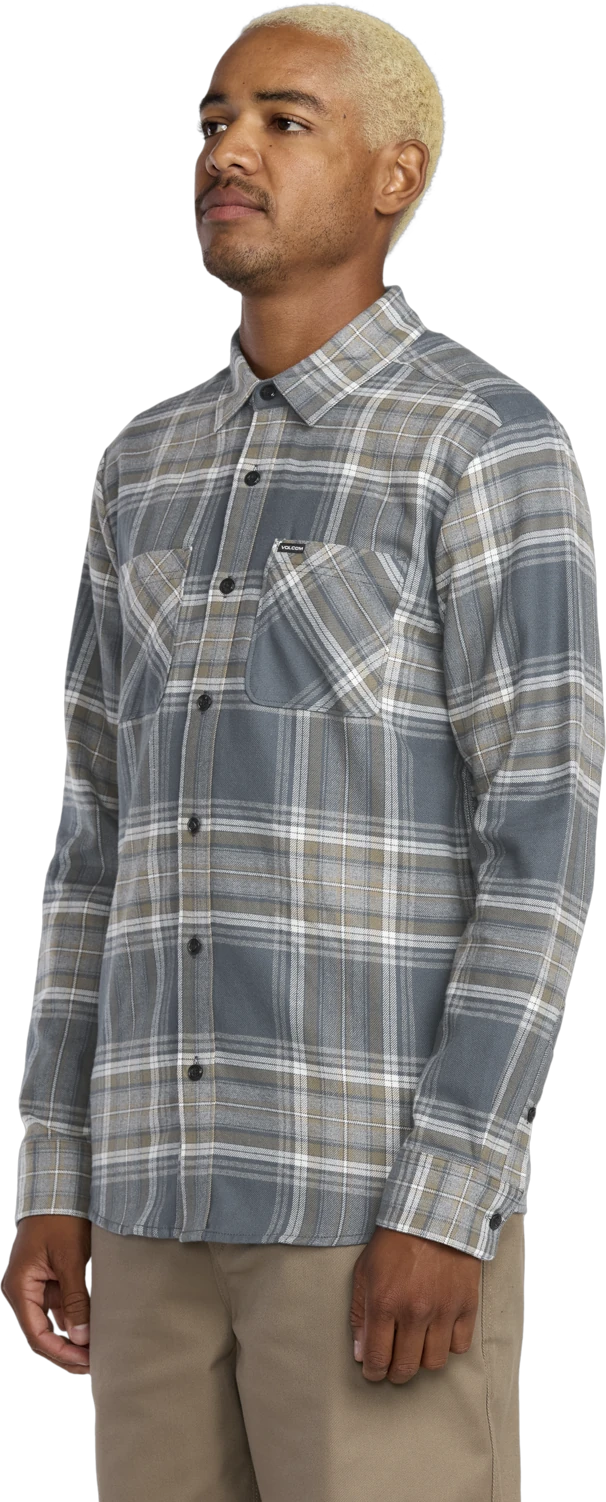 Volcom Netastone Flannel Shirt camisa manga larga hombre detail 2 | Dark Slate