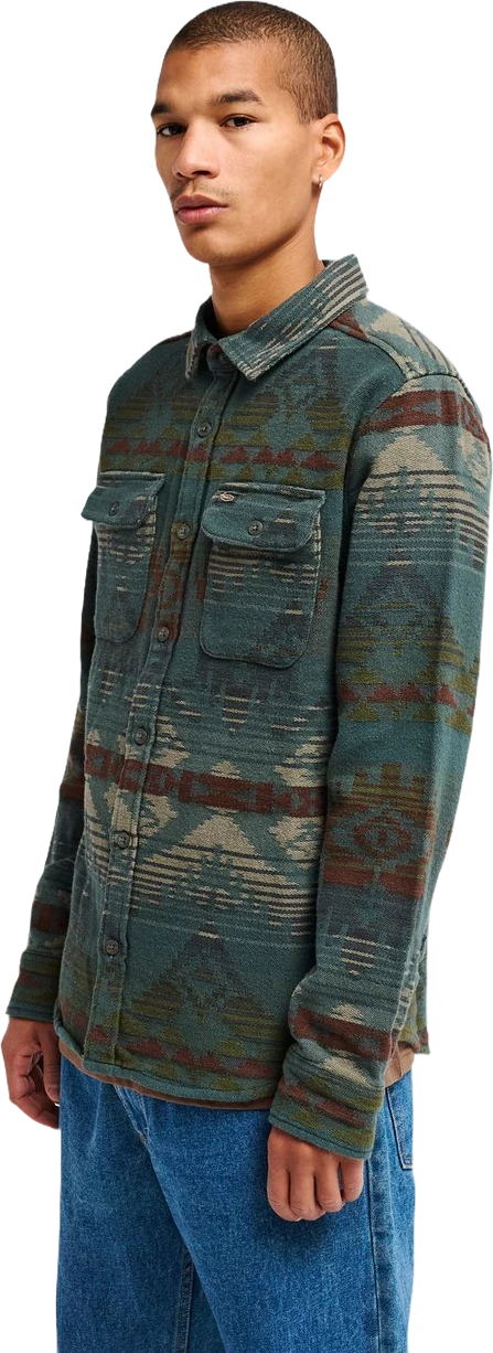 Rvca Dayshift Blanket Flannel Camisa de manga larga Verde Hombre camisas hombre detail 3 | Verde