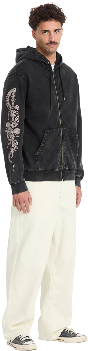 Volcom DIE BY THE STONE ZIP sudadera con capucha hombre detail 5 | Light Acid Black