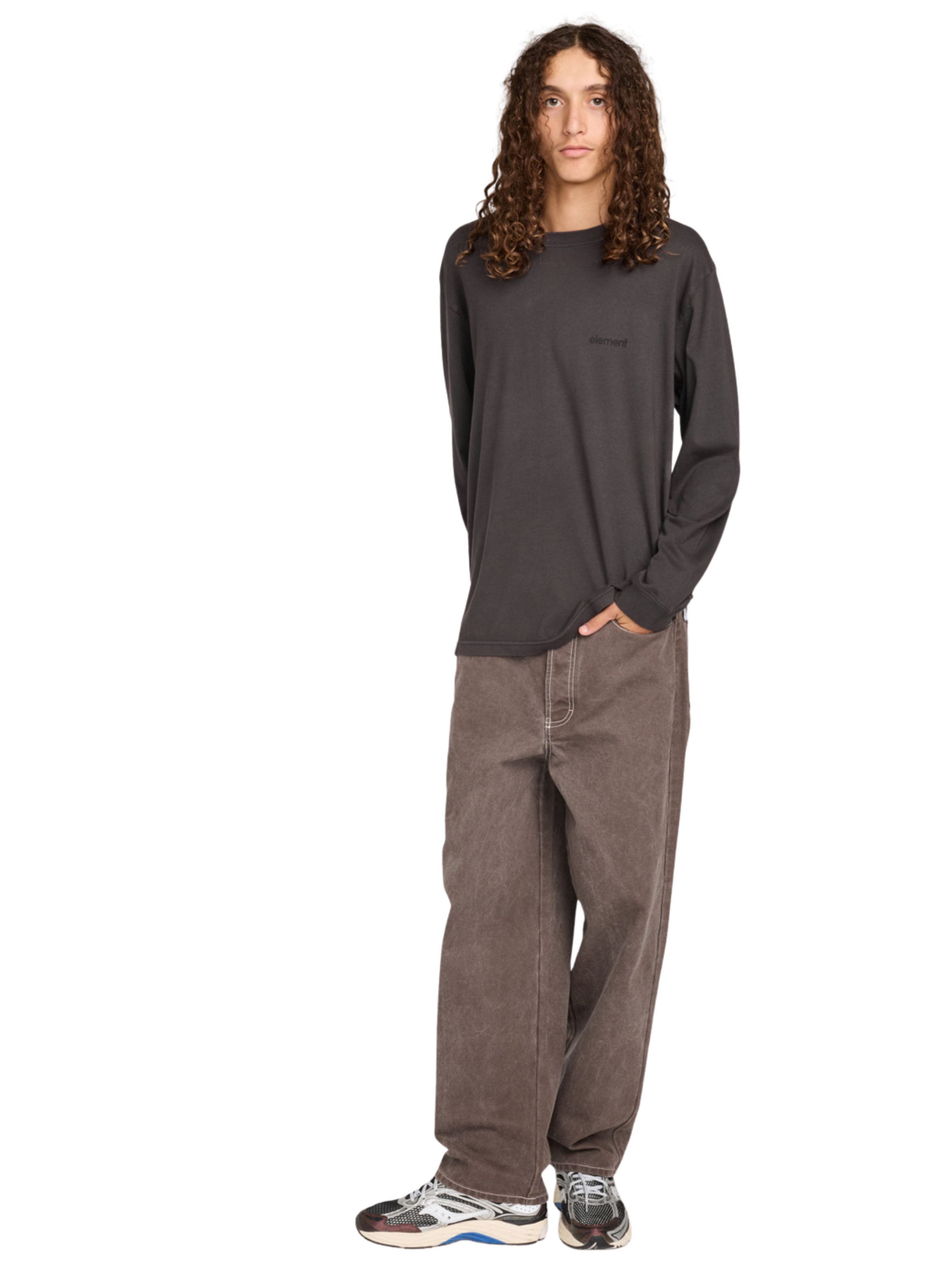 Camiseta Manga Larga Element Lowcase Pigment Crew - Off Black