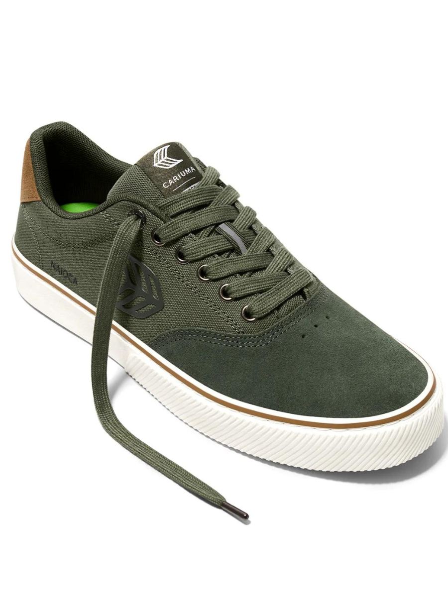 Cariuma Naioca Pro Skate Shoes - Bronze Green Suede Deep Linchen