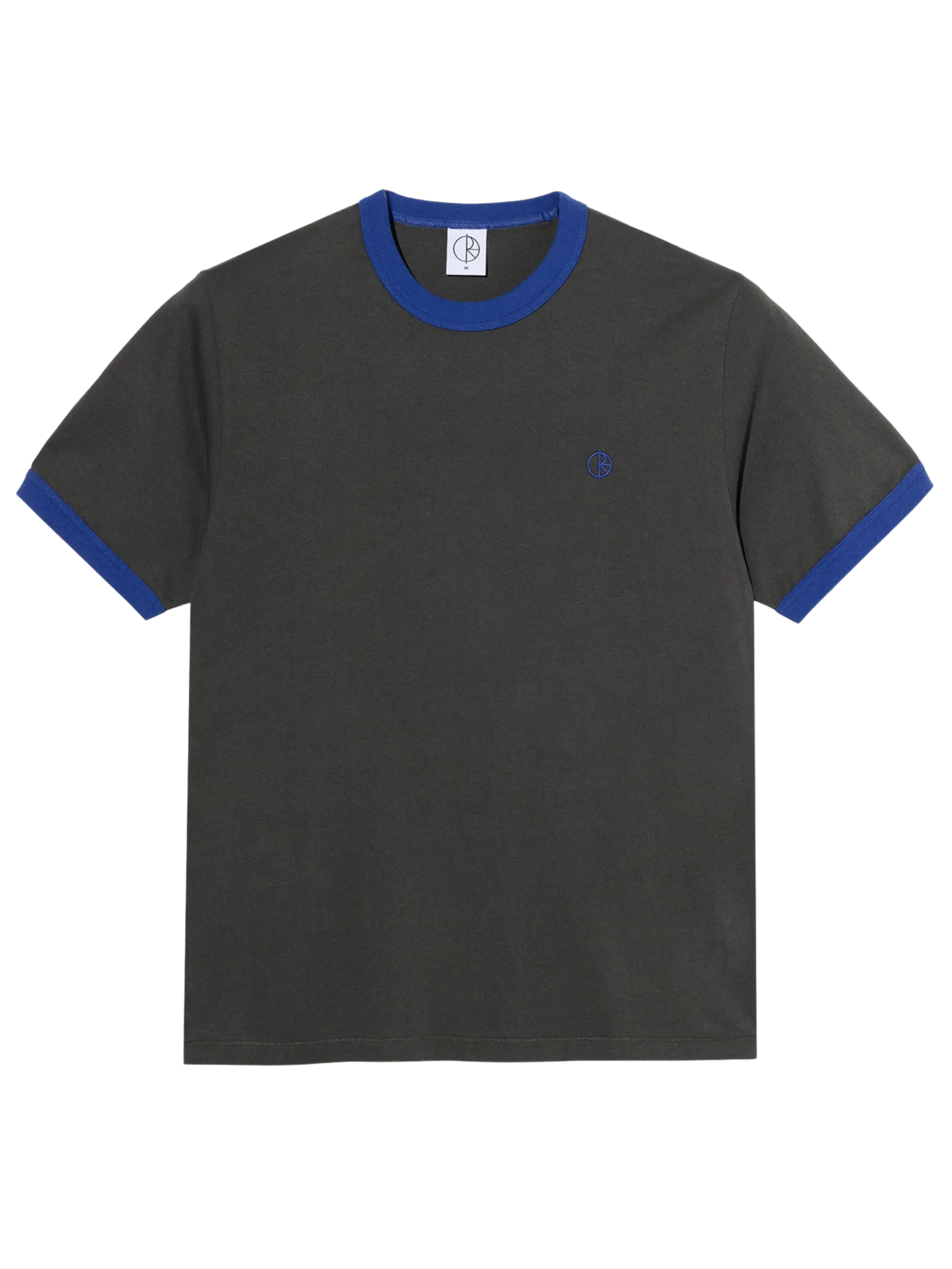 Camiseta Polar Skate Co. Ringer Tee | Dirty Black/Egyptian Blue