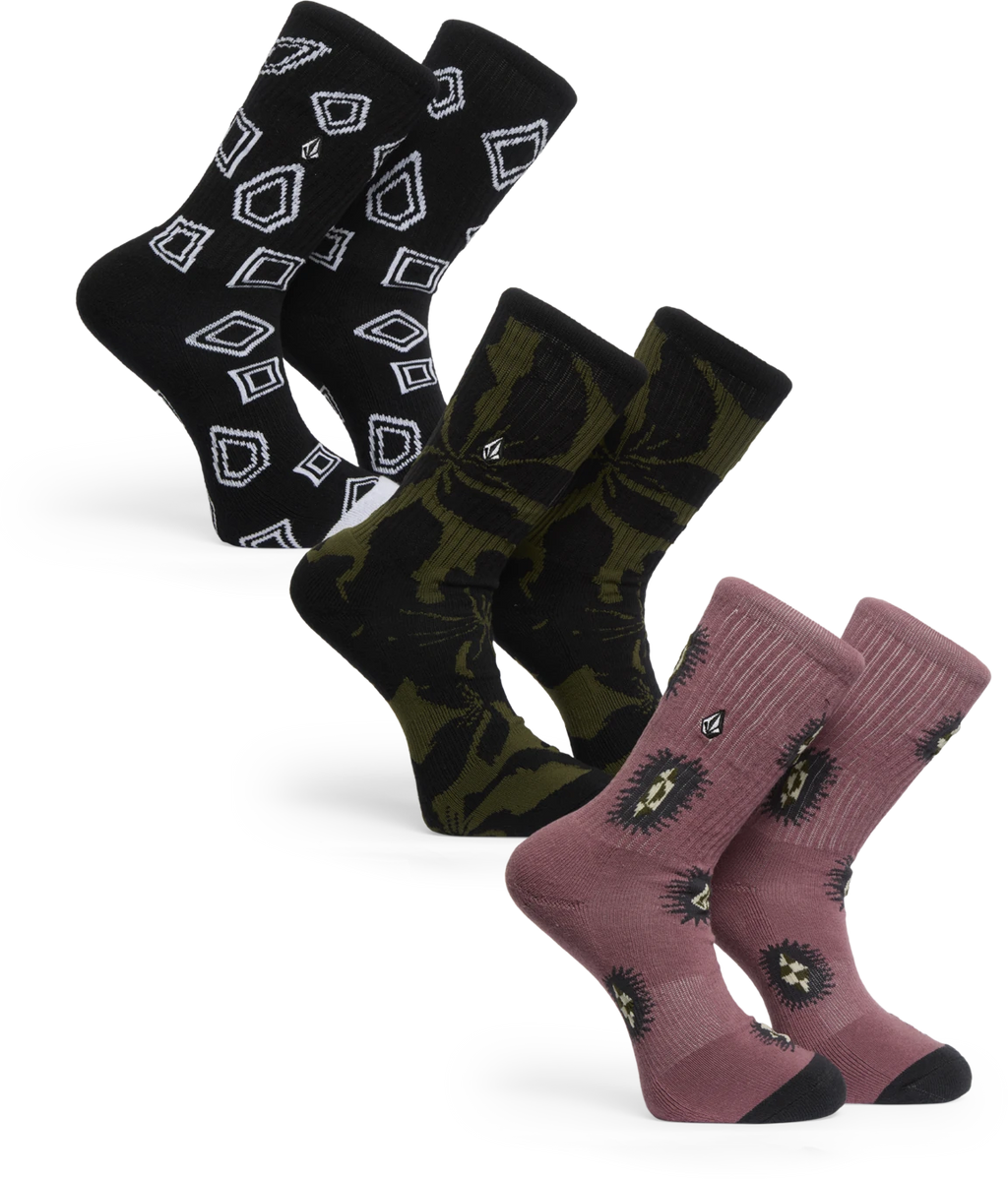 Volcom PRINT MIXER SOCK 3PK calcetines hombre | Multi