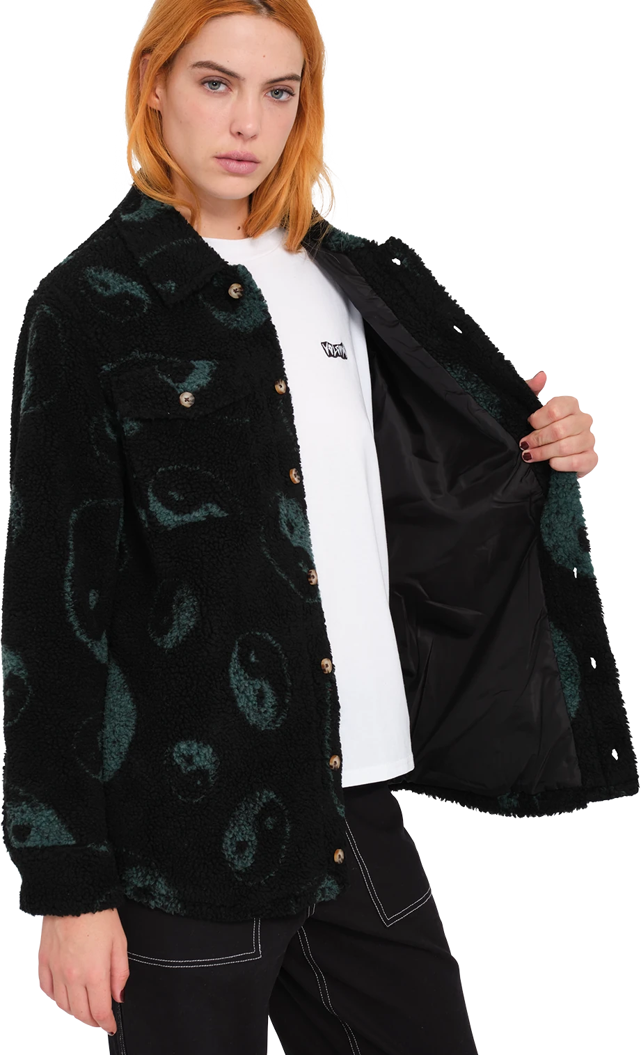 Volcom SILENT SHERPA JACKET chaquetas y abrigos mujer detail 5 | Black Combo