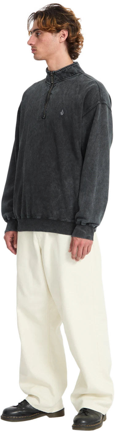 Volcom SINGLE STONE QUARTER ZIP sudadera con cremallera hombre detail 4 | Light Acid Black