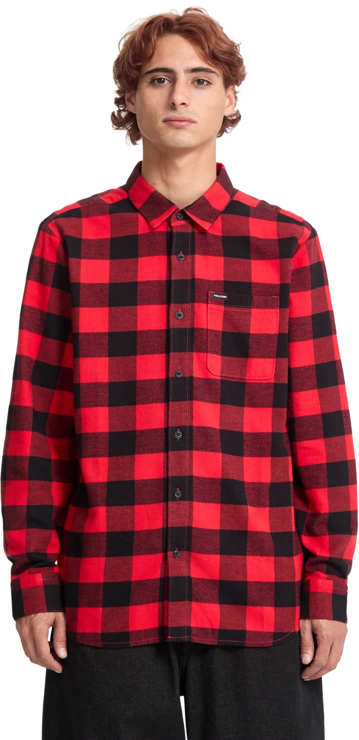 Volcom Caden Plaid Shirt camisa manga larga hombre | Lifeguard Red