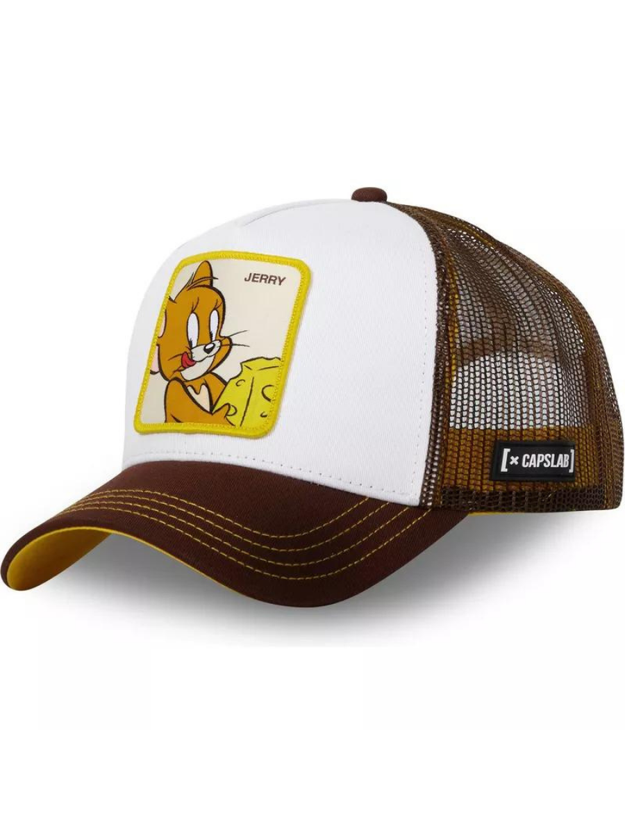 Cappellino Trucker Jerry di Capslab x Looney Tunes (Tom &amp; Jerry) - Bianco/Marrone