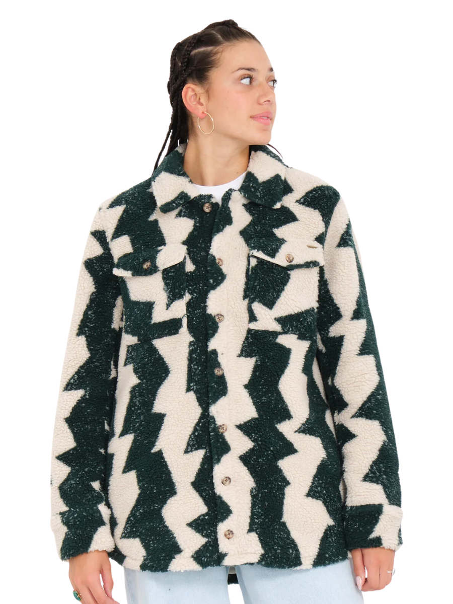 Jaqueta feminina Silent Sherpa da Volcom - Ponderosa Pine