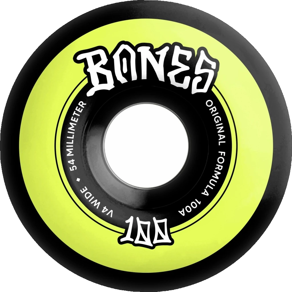 Bones Wheels OG Formula 100's V4 Wide 54mm Black wheels | Black
