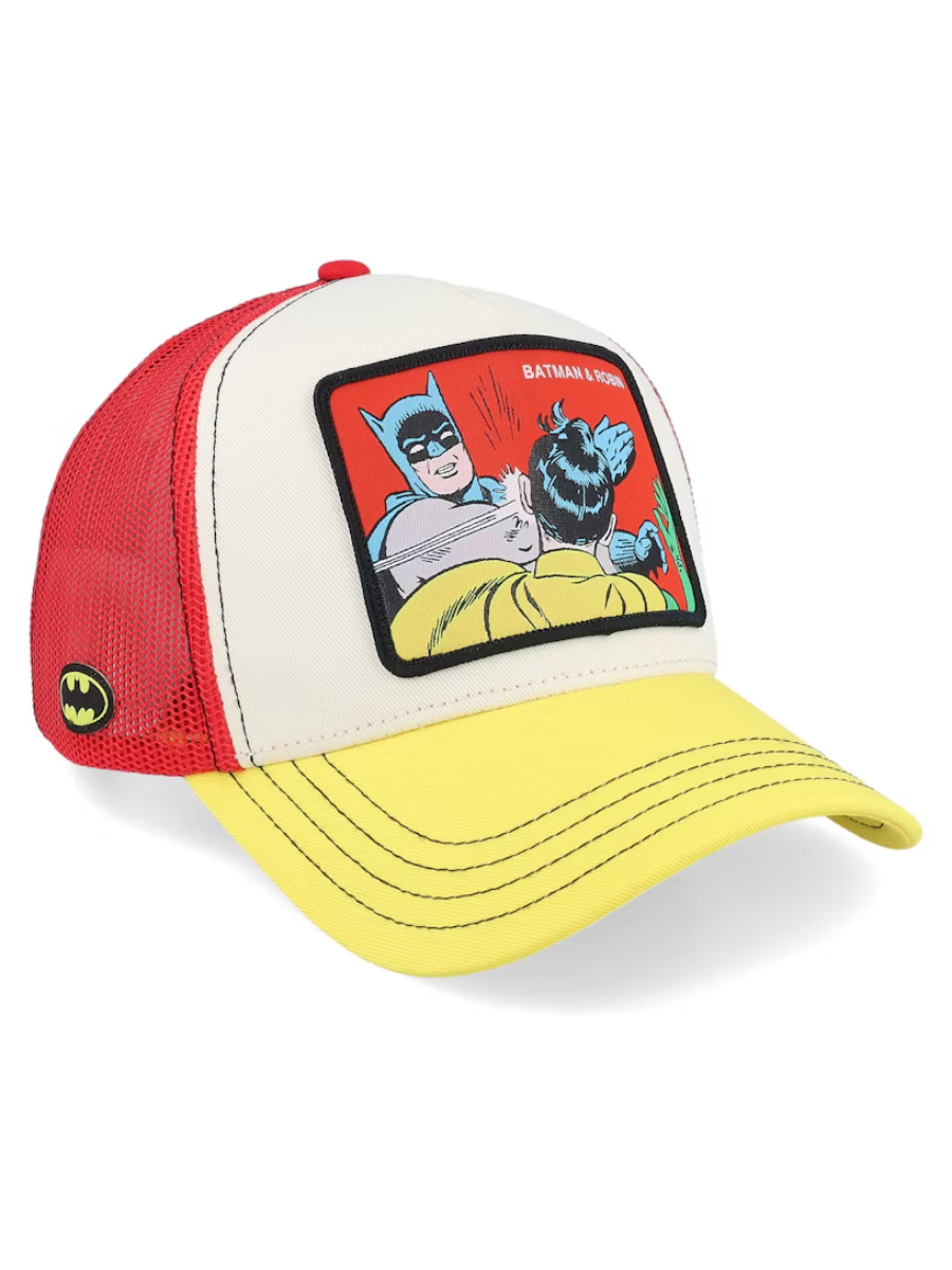 Casquette Trucker Capslab x DC Comics (Batman &amp; Robin) - Rouge/Gris/Jaune