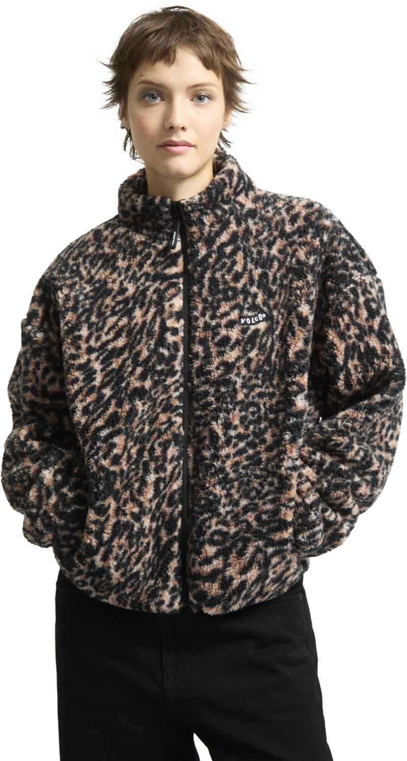 Volcom Wylding Out Sherpa sudadera con cremallera mujer detail 3 | Animal Print