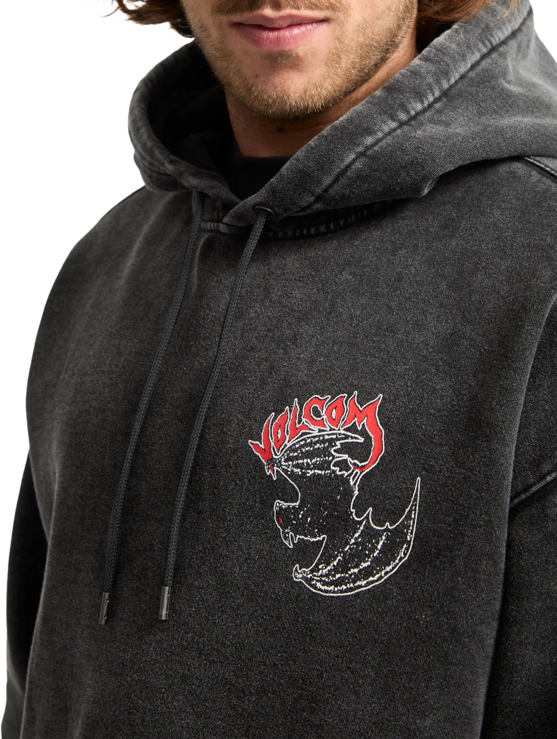 Volcom Nightwasher sudadera con capucha hombre detail 2 | Light Acid Black